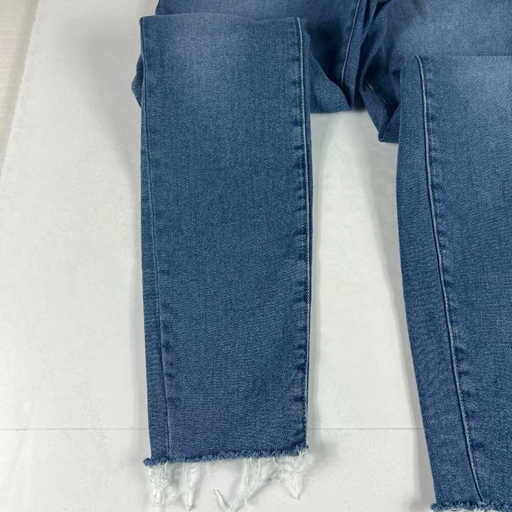 Good American Jeans Women's 12 Good Legs Skinny Ankle Blue Faded Stretch Denim
